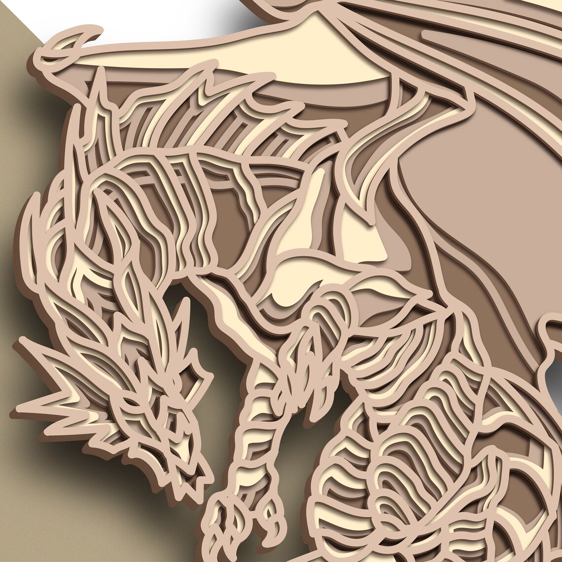 Dragon multilayer svg dragon cut file 3d layer plywood  etsy