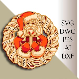 Santa multilayer SVG/ Santa cut file/ 3D layer/ Plywood cutting/ Paper cutting/ SVG file/ 3D mandala plywood