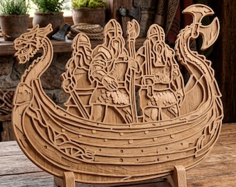 Viking multicouche SVG. Fichier découpé au laser. Construction en couches. Découpe de contreplaqué. Commande numérique par ordinateur. Contreplaqué mandala