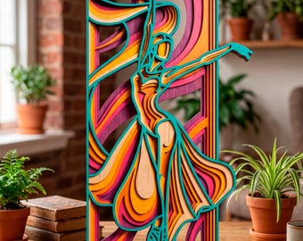 Dance multilayer SVG. Laser cut file. Layer construction. Plywood cutting. CNC. Mandala plywood