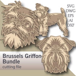 Pacchetto Svg cane multistrato/ file di taglio Griffon di Bruxelles/ strato 3D/ taglio compensato/ taglio carta/ file Svg/ compensato mandala 3D