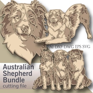 Dog Svg Bundle multilayer/ Australian Shepherd cut file/ 3D layer/ Plywood cut/ Paper cutting/ Svg file/ 3D mandala plywood
