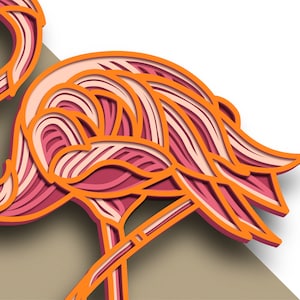 Flamingo multilayer SVG/ Flamingo cut file/ 3D layer/ Plywood cutting/ Paper cutting/ SVG file/ 3D mandala plywood 画像 5