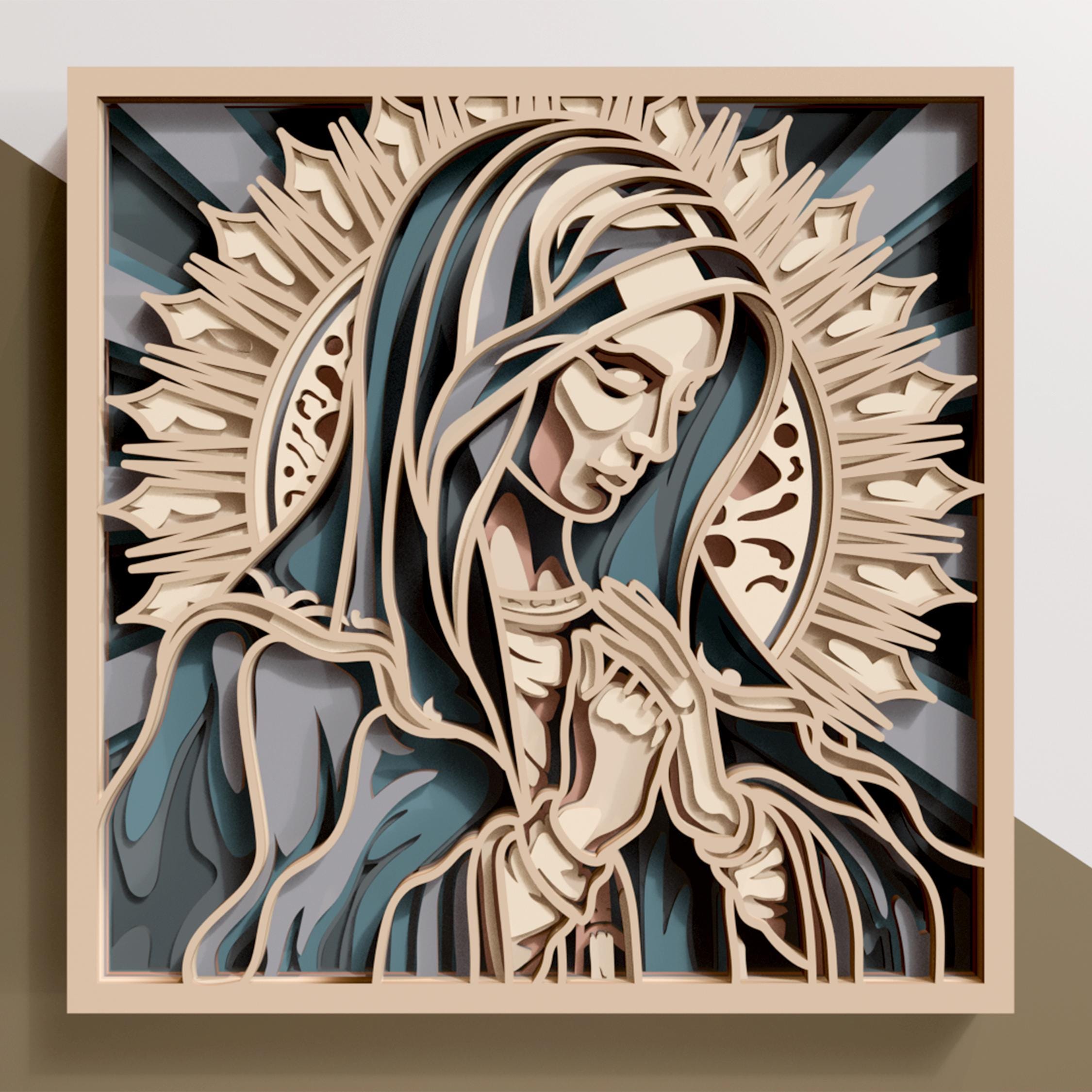 Virgin Mary Multilayer SVG. Laser Cut File. Layer Construction