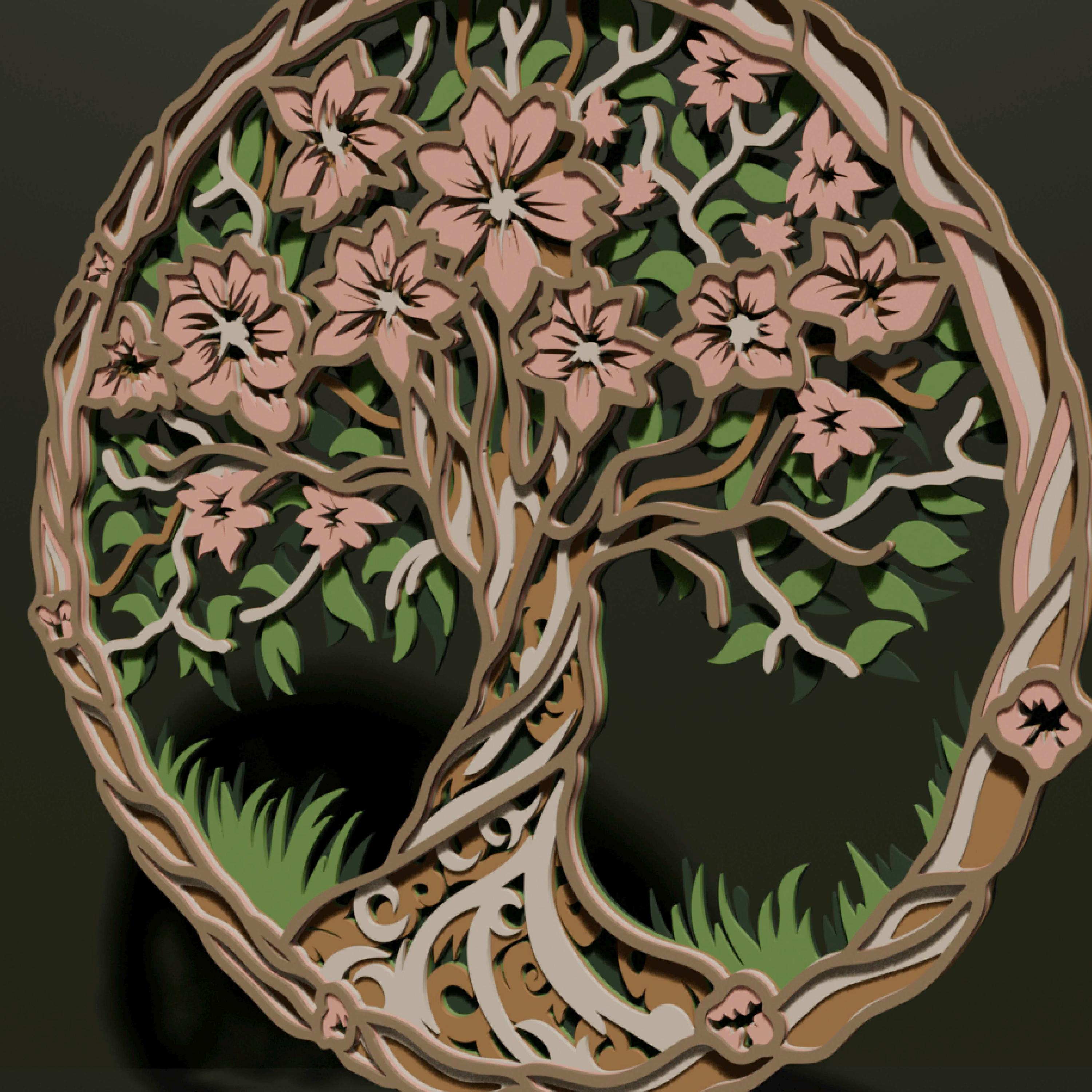 Tree of Life Multilayer SVG. Laser Cut File. Layer Construction