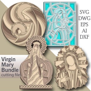 Jungfrau Maria Bundle geschnitten Datei / 3D Schicht / Sperrholz schneiden / Papier schneiden / geschnitten Datei / 3D Mandala Sperrholz