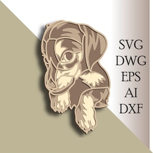 Dachshund multilayer Dog svg/ Dachshund cut file/ 3D layer/ Plywood cutting/ Paper cutting/ SVG file/ 3D mandala plywood