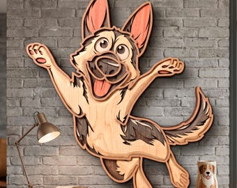 German Shepherd SVG, Dog svg cricut, Wood cut template, Laser cutting file, Animal decor multilayer