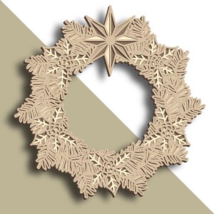 Christmas wreath multilayer SVG/ Christmas wreath cut file/ 3D layer/ Plywood cutting/ Paper cutting/ SVG file/ 3D mandala plywood image 3