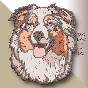 Australischer Schäferhund Hund svg / 3D Schnittdatei / Sperrholzschnitt / Papierschnitt / SVG / 3D Mandala Sperrholz