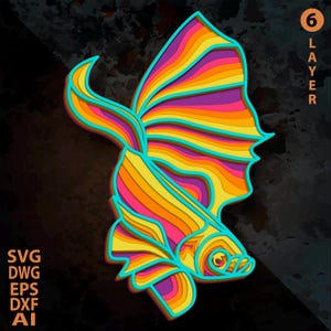 Vis meerlaagse SVG. Lasergesneden bestand. Laagconstructie. Multiplex snijden. CNC-gestuurd. Mandalatriplex