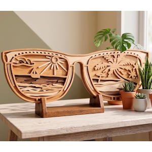 Glasögonstrand flerskikts-SVG. Laserskuren fil. Lagerkonstruktion. Plywoodskärning. CNC. Mandalaplywood