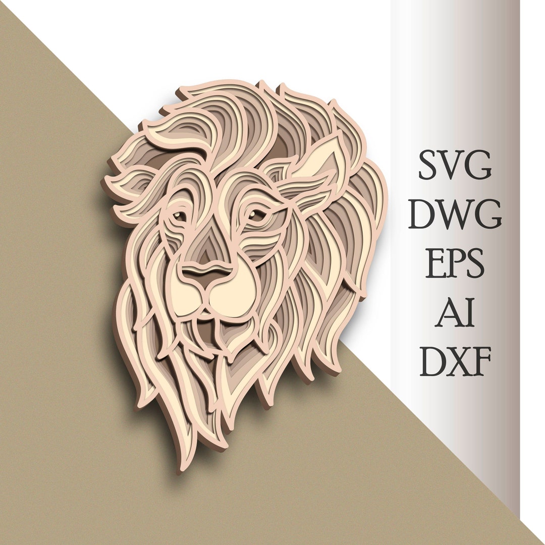 Lion Multilayer SVG/ Lion Cut File/ 3D Layer/ Plywood Cutting/ Paper ...
