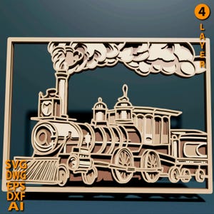 Train multilayer SVG. Laser cut file. Layer construction. Plywood cutting. CNC. Mandala plywood