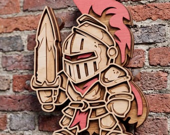 Knight multilayer SVG. Laser cut file. Layer construction. Plywood cutting. CNC. Mandala plywood