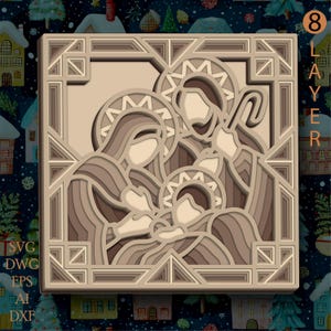 Nativity multilayer SVG. Laser cut file. Layer construction. Plywood cutting. CNC. Mandala plywood