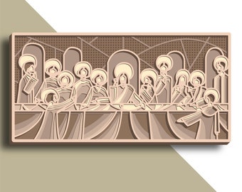 The Last Supper multilayer SVG. Laser cut file. Layer construction. Plywood cutting. CNC. Mandala plywood