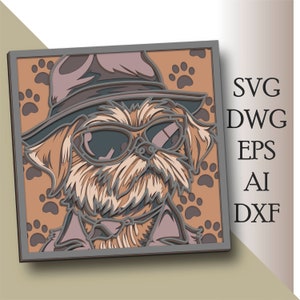 Brusselse Griffon meerlaagse SVG/Brussel Griffon gesneden bestand/3D-laag/ Multiplex snijden/ Papier snijden/SVG-bestand/3D-mandalamultiplex