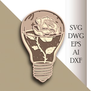Rose multilayer SVG/ Rose cut file/ 3D layer/ Plywood cutting/ Paper cutting/ SVG file/ 3D mandala plywood