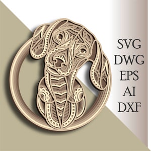Dachshund multilayer Dog svg/ Dachshund cut file/ 3D layer/ Plywood cutting/ Paper cutting/ SVG file/ 3D mandala plywood