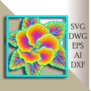 Hibiscus SVG 3D multilayer/ Hibiscus Zentangle cut file/ 3D layer/ Plywood cutting/ Paper cutting/ SVG file/ 3D mandala plywood
