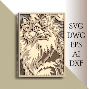 Cat multilayer SVG/ Cat cut file/ 3D layer/ Plywood cutting/ Paper cutting/ SVG file/ 3D mandala plywood