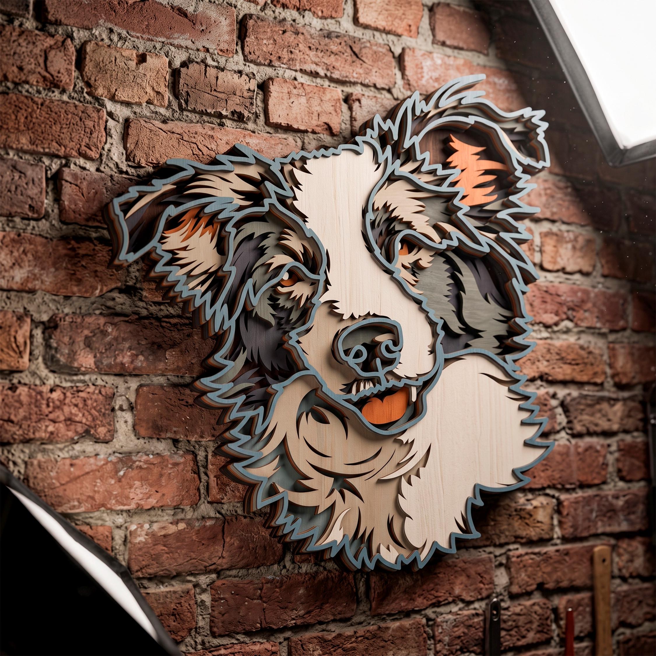 Border Collie Multilayer SVG. Laser Cut File. Layer Construction