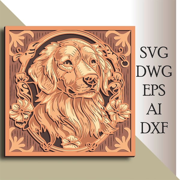 Golden Retriever multilayer SVG/ Golden Retriever cut file/ 3D layer/ Plywood cutting/ Paper cutting/ SVG file/ 3D mandala plywood