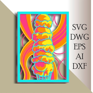 Eis multilayer SVG/ Eiscreme Schnittdatei/ 3D Schicht/ Sperrholzausschnitt/ Papierschnitt/ SVG-Datei/ 3D Mandala Sperrholz