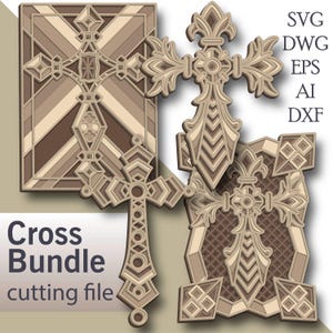 Cross Bundle multilayer Svg/ Cross Bundle cut file/ 3D layer/ Plywood cutting/ Paper cutting/ Svg file/ 3D mandala plywood