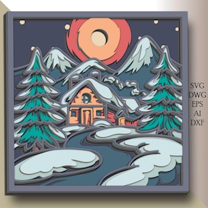 Landscape Multilayer SVG/ Landscape laser cut file/ 3D layer/ Plywood cutting/ Paper cutting/ SVG file/ 3D mandala plywood