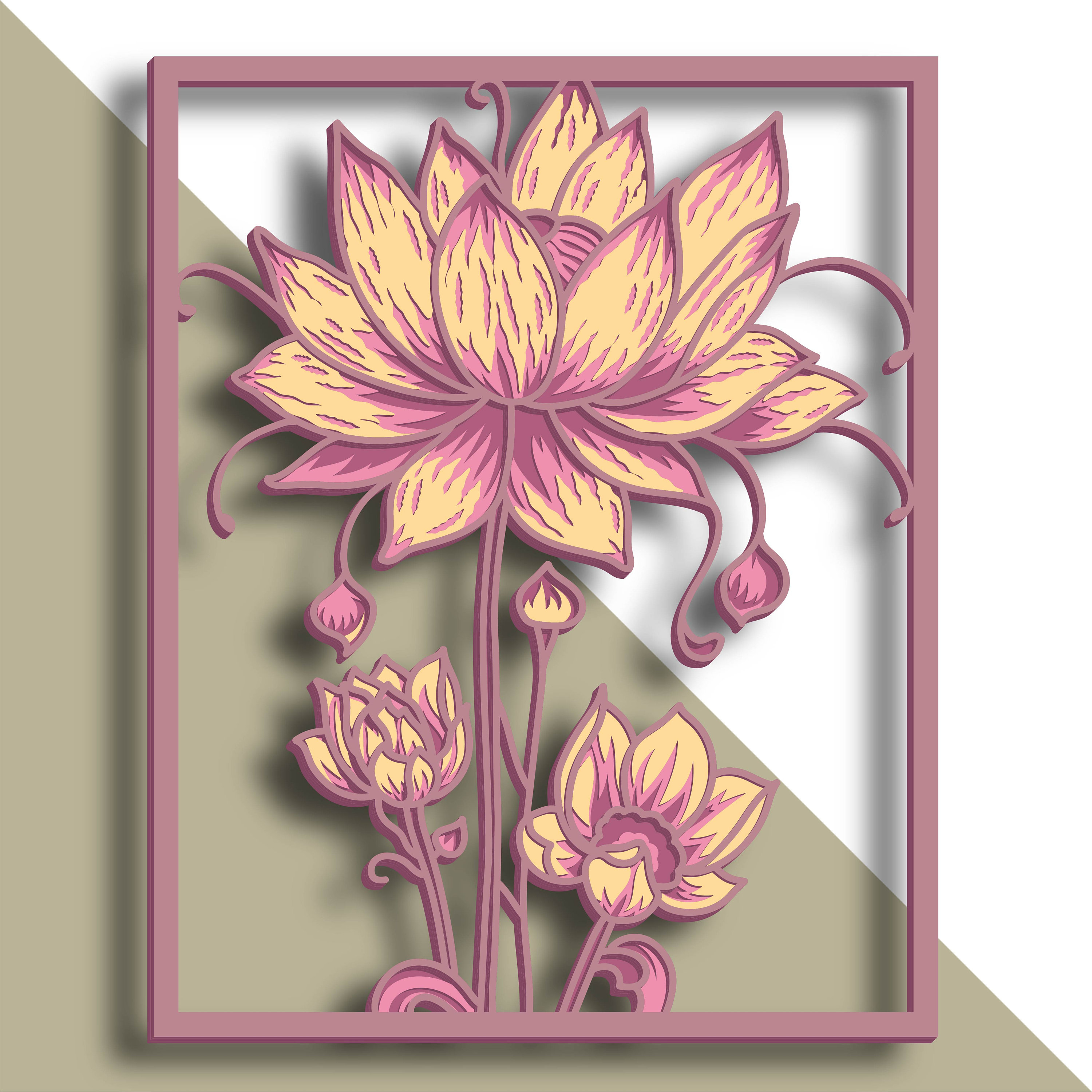 Buy Lotus Multilayer SVG. Laser Cut File. Layer Construction