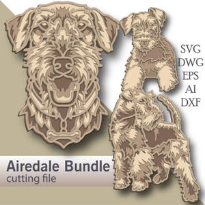 Dog Svg Bundle multilayer/ Airedale cut file/ 3D layer/ Plywood cutting/ Paper cutting/ Svg file/ 3D mandala plywood