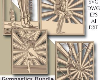Gymnastics Bundle multilayer Svg/ Gymnastics Bundle cut file/ 3D layer/ Plywood cutting/ Paper cutting/ Svg file/ 3D mandala plywood