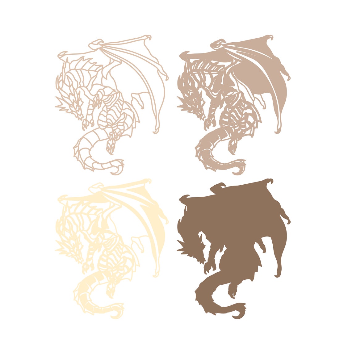 Download Dragon multilayer SVG/ Dragon cut file/ 3D layer/ Plywood ...