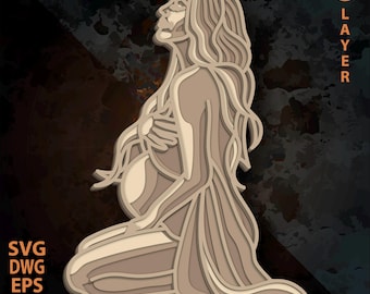 Pregnant multilayer SVG. Laser cut file. Layer construction. Plywood cutting. CNC. Mandala plywood
