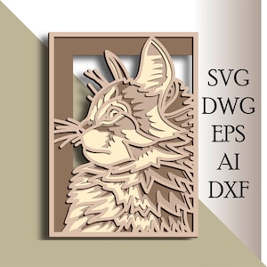 Cat multilayer SVG/ Cat cut file/ 3D layer/ Plywood cutting/ Paper cutting/ SVG file/ 3D mandala plywood