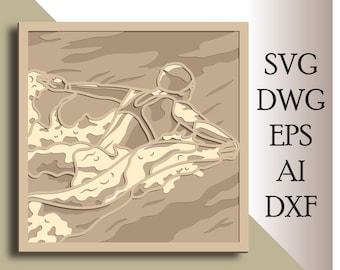 Swimmer multilayer SVG. Laser cut file. Layer construction. Plywood cutting. CNC. Mandala plywood