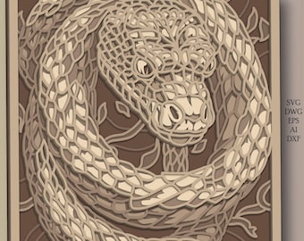 Schlange multilayer SVG. Laser cut Datei. Lagenbau. Sperrholzzuschnitt. CNC. Mandala Sperrholz