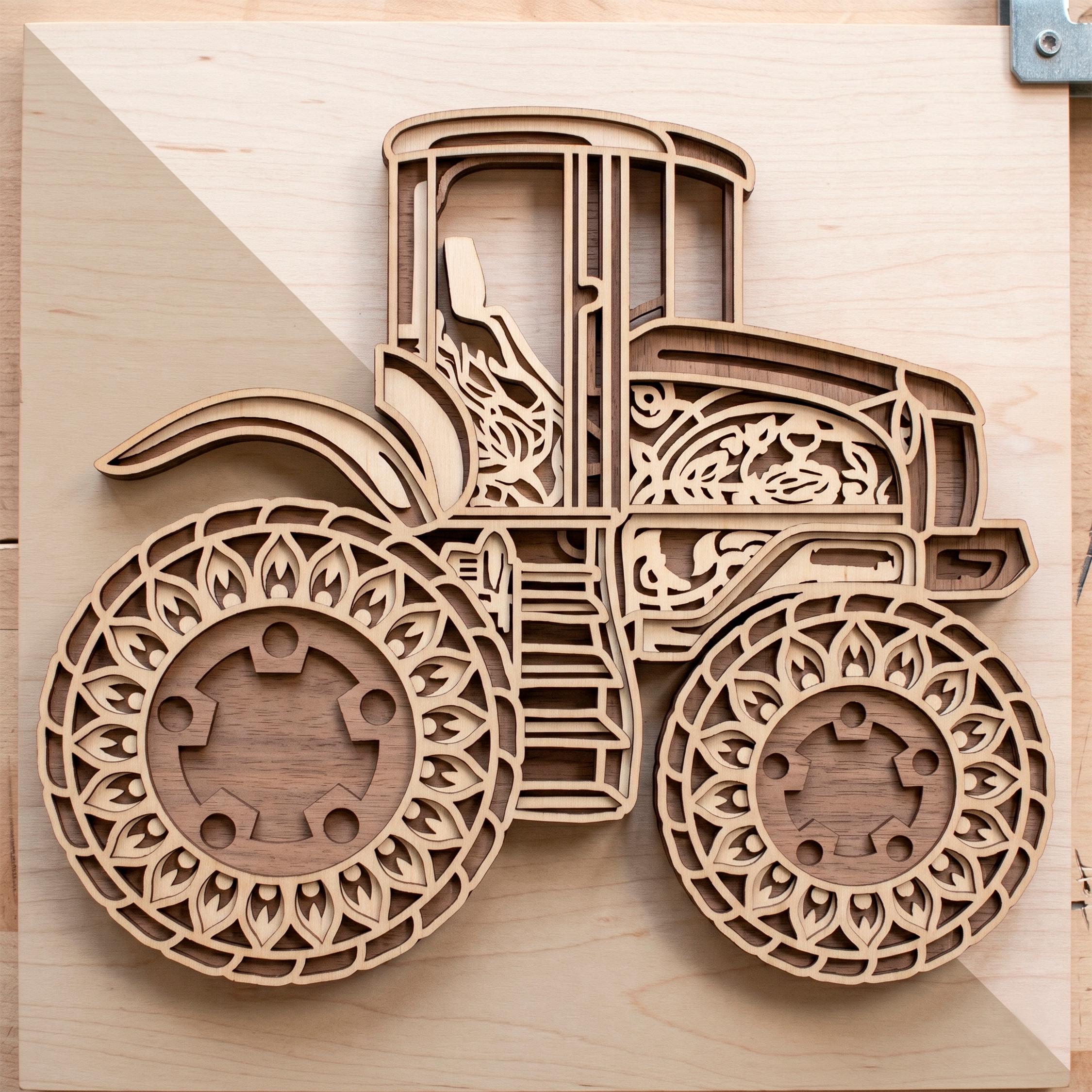 Multilayer Sign Tractor Tractor Multilayer SVG. Laser Cut File. Layer Construction. Plywood ...
