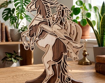 Pferd Mädchen multilayer SVG. Laser cut Datei. Lagenbau. Sperrholzzuschnitt. CNC. Mandala Sperrholz