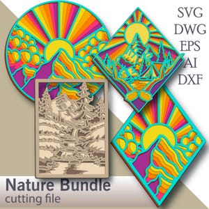 Nature Bundle multilayer Svg/ Nature Bundle cut file/ 3D layer/ Plywood cutting/ Paper cutting/ Svg file/ 3D mandala plywood