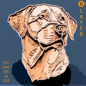 Labrador multilayer SVG. Laser cut file. Layer construction. Plywood cutting. CNC. Mandala plywood