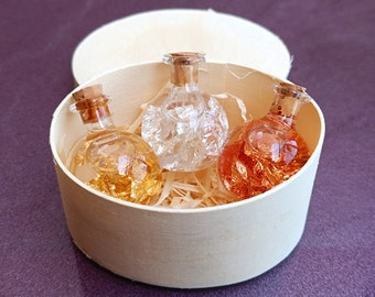 Gold, Silver, Copper Bottle Set: Alchemy Metaphysical Crystals
