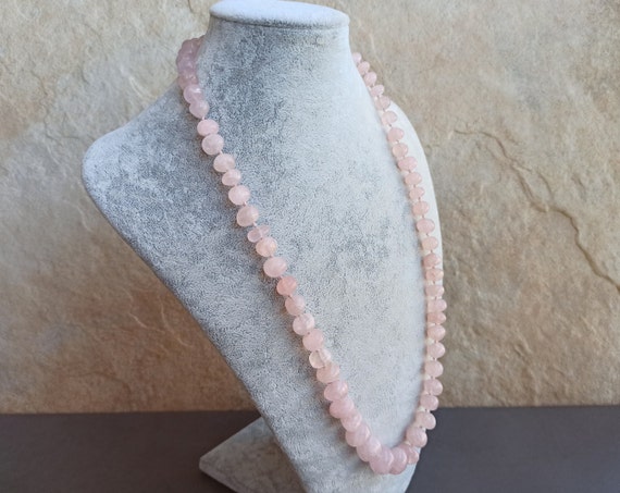 Natural rose hotsell quartz necklace