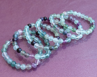 Natural Fluorite Bead Bracelet: Green Gemstone Jewelry