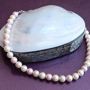 925 Silver 10mm Mallorca Pearl Necklace, 925 Silver Claps Mallorca Pearls, Wedding Necklace, Mallorca Pearls, Pearl Necklace, Gift Shell Box