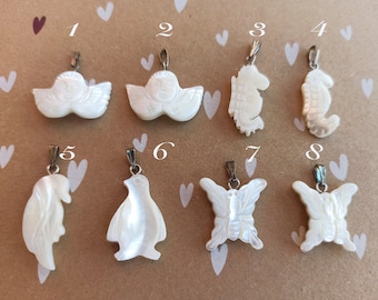 Natural Shell Pendant: Mother of Pearl Nacre Charms
