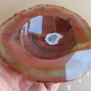 Natural Carnelian Jewelry Display Dish, Agate Ashtray, Healing Stone, Agate Soap Dish, Agate Trinket Dish, Zodiac Mineral Stone