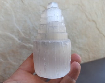 Polished Selenite Pyramid Crystal, Clearing Mineral Decor